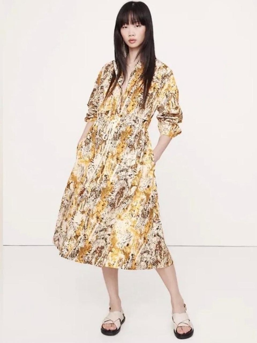 NWT BANANA REPUBLIC Cotton Poplin Midi Shirt Dress